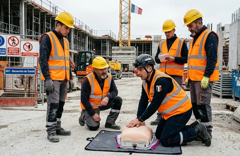 Formateur SST expliquant un geste de secours à Gières